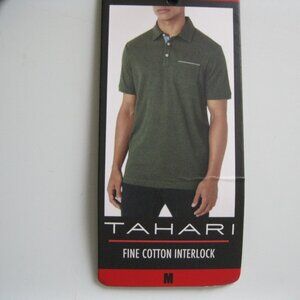 Tahari Men's Fine Cotton bland Interlock Shirt, Green, Size M (1151); L(1151L)